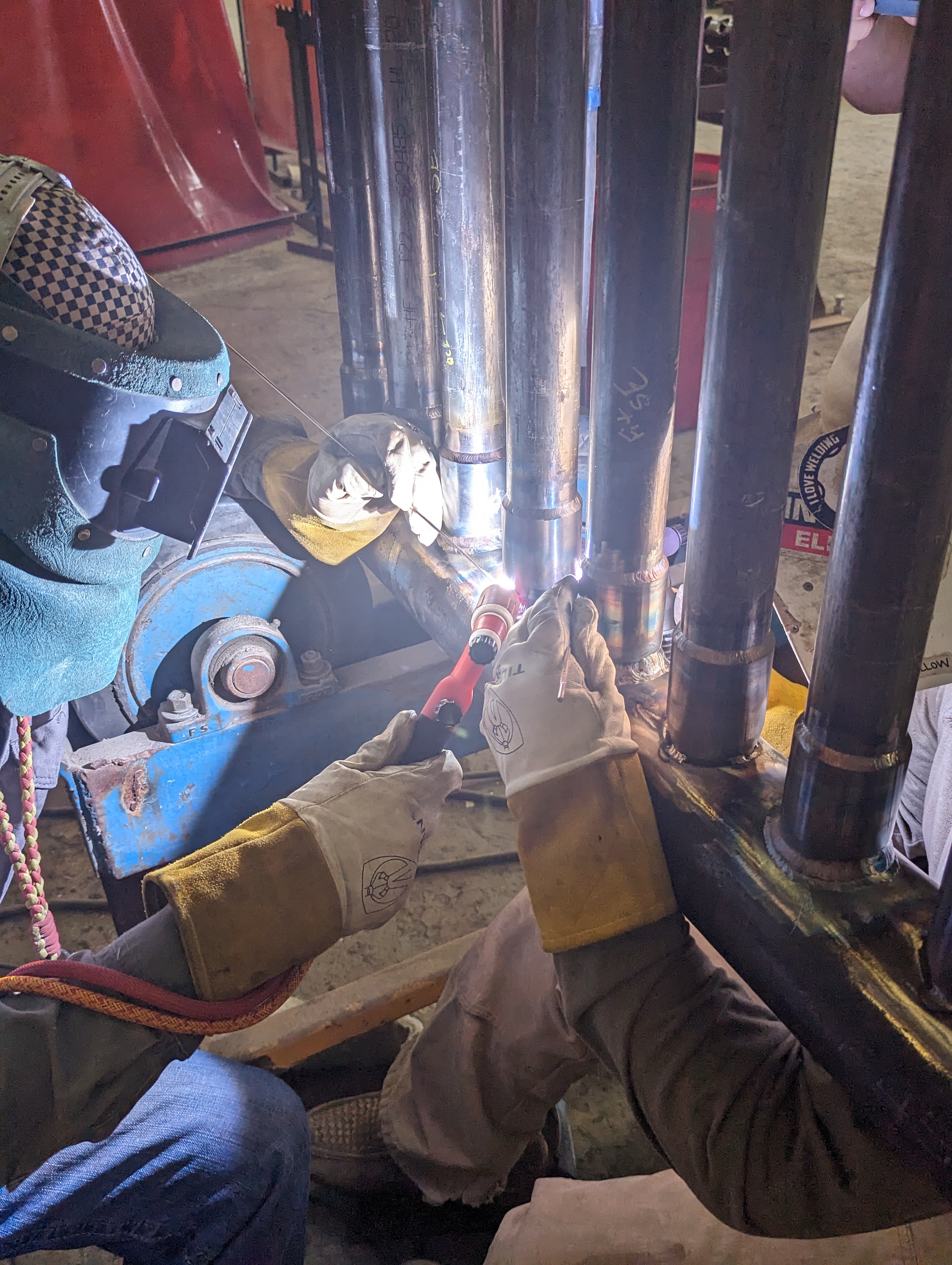 Wise County replacement header fabrication — welding TTHC connections in the shop
