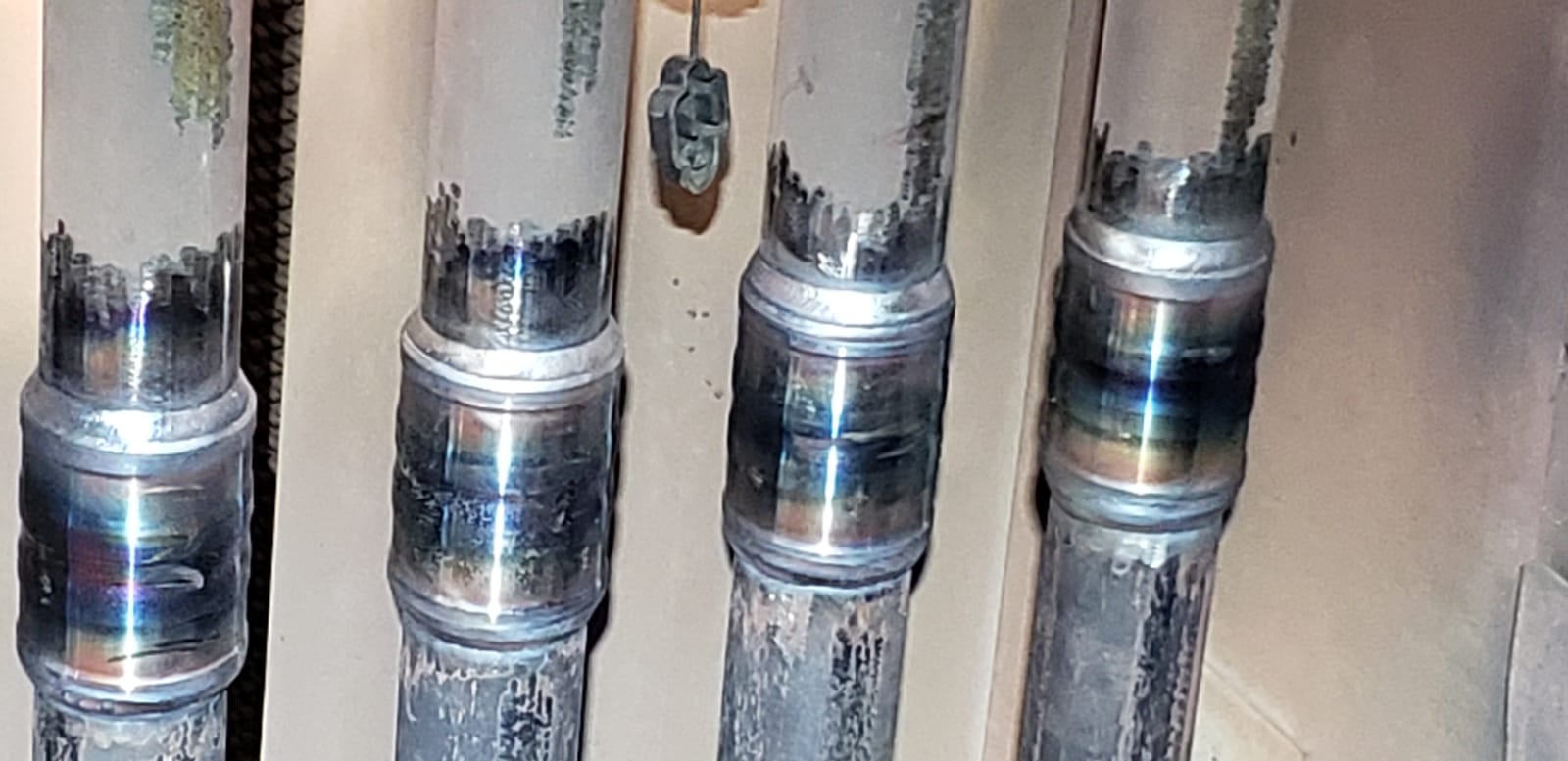 TTHC connections fabricated into the replacement reheat header assembly