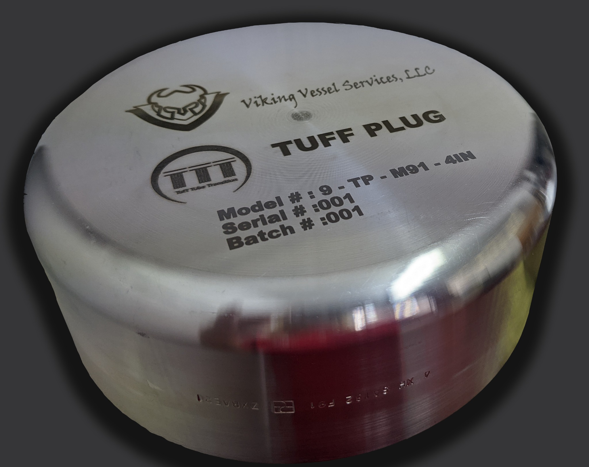 Machined Tuff Plug component, serialised and batch marked