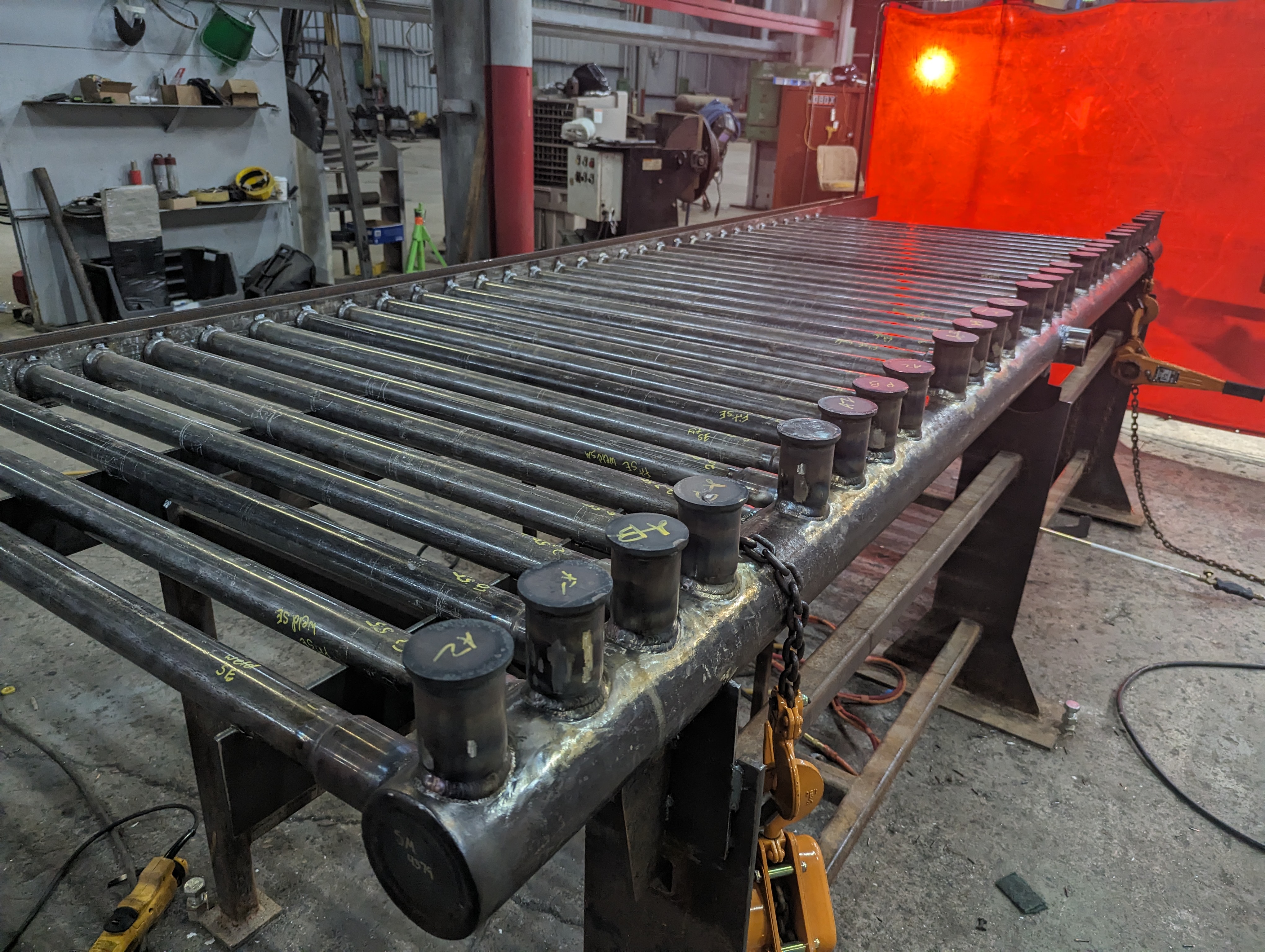 Fabricated replacement header assembly in the shop